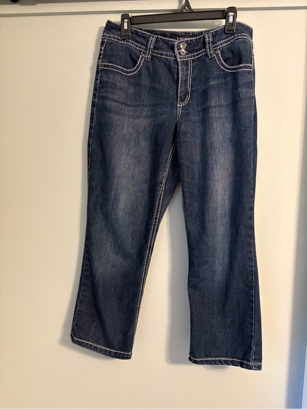 Nine West Date Night Fit Annette Capri Jeans Blue Embellished Size 30/10